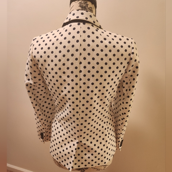 J Crew woman's polka dot two button schoolboy blazer white and blue size 0. - Picture 2 of 6